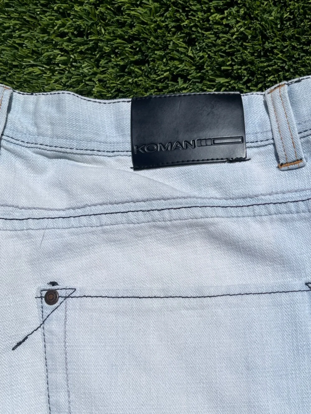 Koman Jeans Men's Light Blue Denim Jean Shorts - Classic Five-Pocket Style